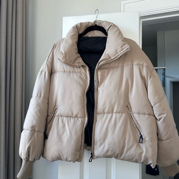 SHEIN Tan Quilted Puffer Jacket with High Collar - Picture 1 of 1